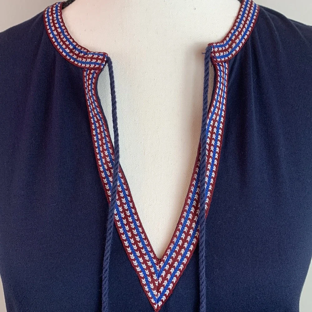 J. Crew Tassel Front V Neck Tank with Split Hemline